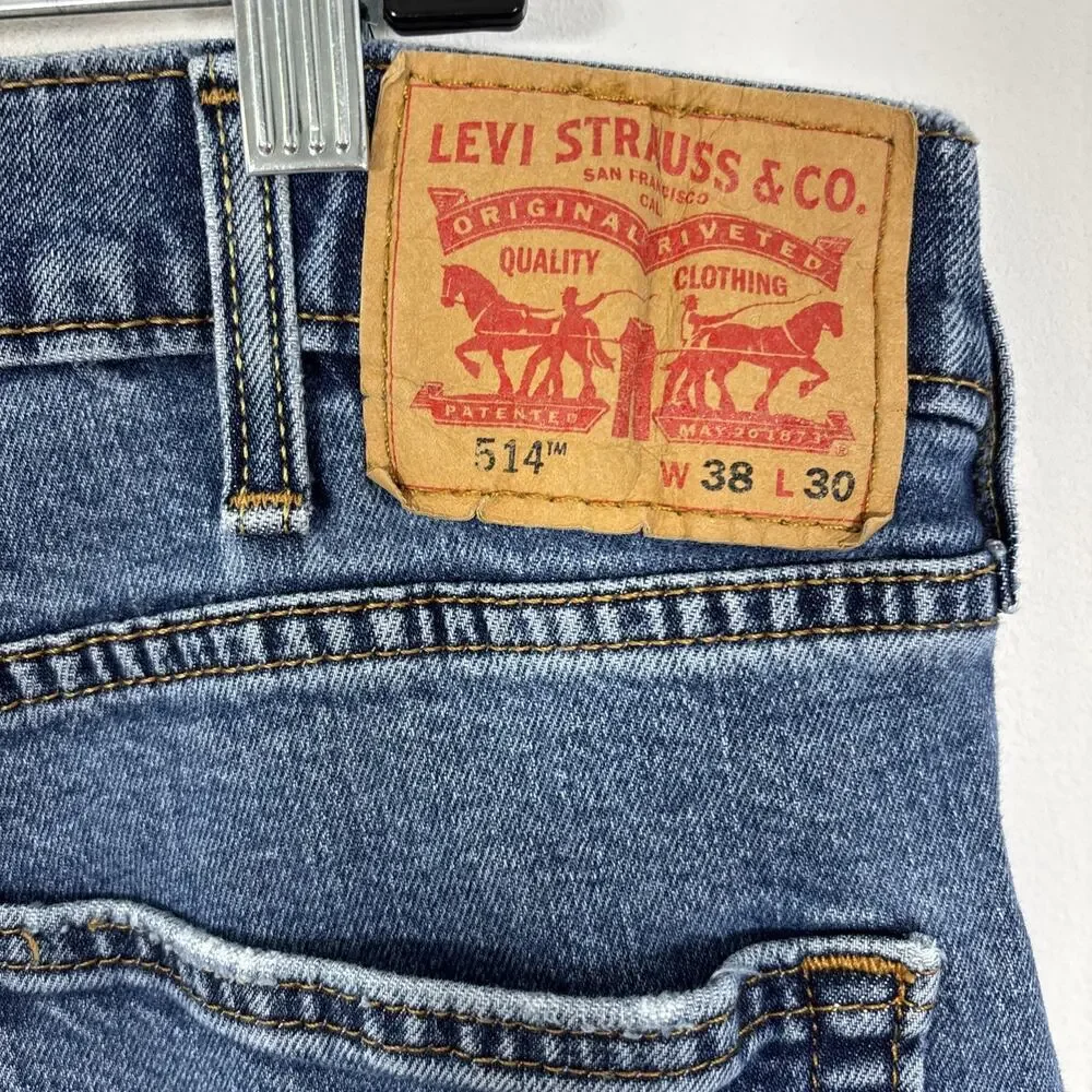Levi’s 514 Jean‎ 38 X 30 Straight Leg Classic Denim Everyday Stretch Medium Wash